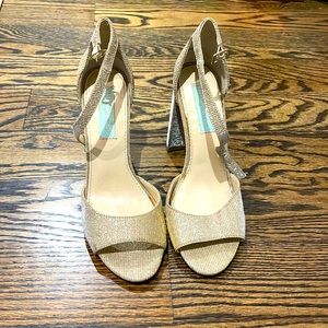 Betsy Johnson Gold Glitter Heel Sandal